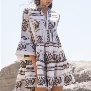 Devotion White Aztec Design Boho Minidress